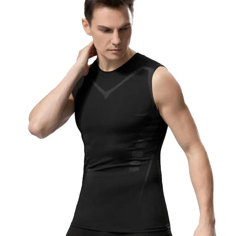 Compression Tank Top Men Gym Shirts Sleeveless Quick Dry Printing Sportswear Male Fitness Bodybuilding Vest Workout Muscle Top